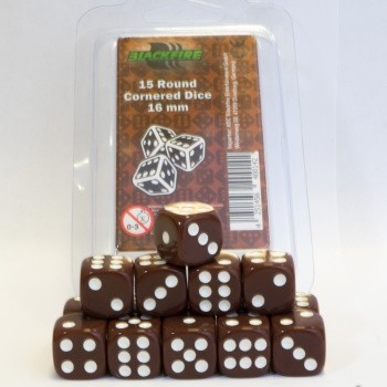 Set of Blackfire Dice 16 mm D6 Brown - 15 pcs