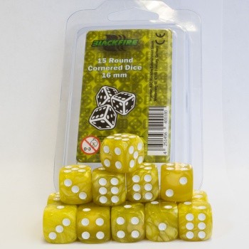 Set of Blackfire Dice 16 mm D6 Marbled Yellow - 15 pcs