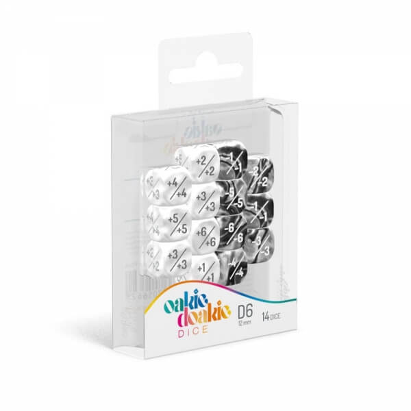 Oakie Doakie Dice Positive/Negative 12 mm D6 White - 14 pcs
