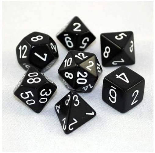 Chessex Opaque Polyhedral 7-Die Set - Black with White