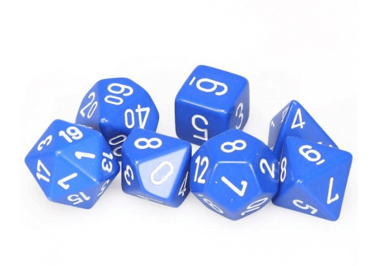 Chessex Opaque Polyhedral 7-Die Set - Blue with White