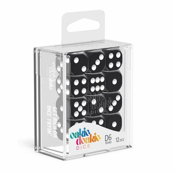 Oakie Doakie - Dice set 16 mm D6 Solid - Black 12 pcs