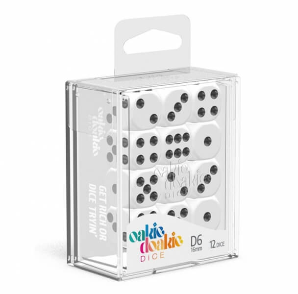 Set of Oakie Doakie - Dice 16 mm D6 Solid - White 12 pcs