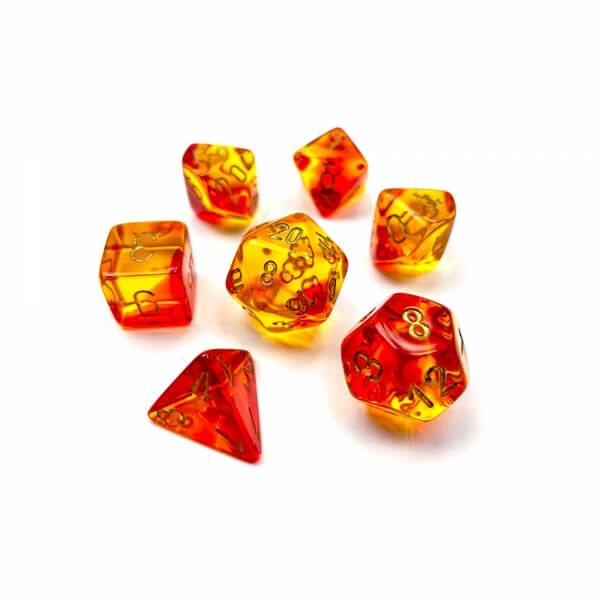 Chessex Gemini Translucent Red-Yellow/Gold Polyhedral 7-Die Set