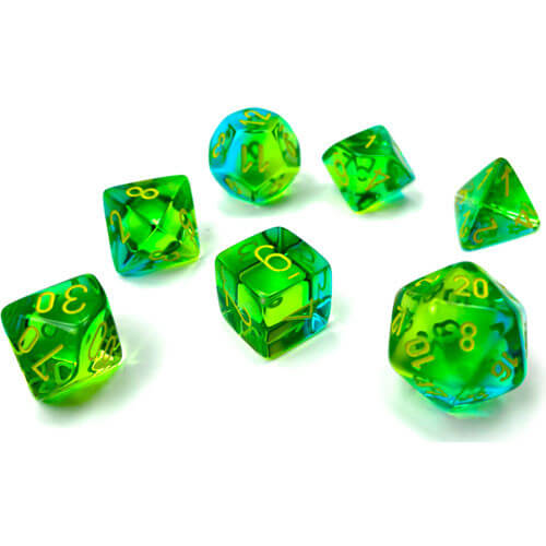 Chessex Gemini Translucent Green-Teal/Yellow Polyhedral 7-Die Set