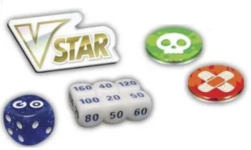 Pokémon dice and tokens from the Pokémon Go edition