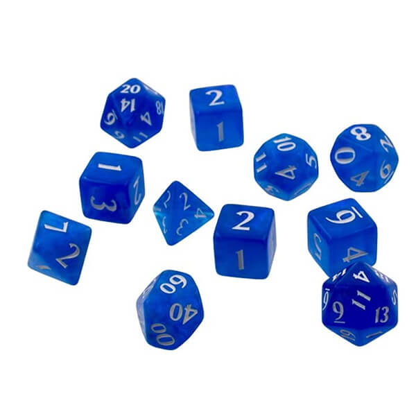 UltraPro Eclipse Acrylic RPG dice set with box - 11 pcs - Pacific Blue