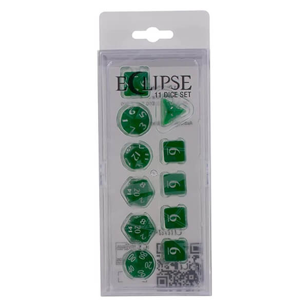 UltraPro Eclipse Acrylic RPG Dice Set with Box - 11 pcs - Forest Green