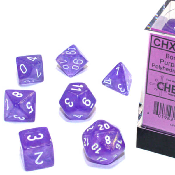 Chessex Borealis Polyhedral Purple/White Luminary 7-Die Set