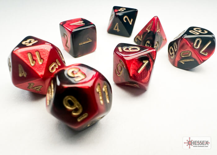 Chessex Gemini Black-Red/Gold Mini Polyhedral 7-Die Set