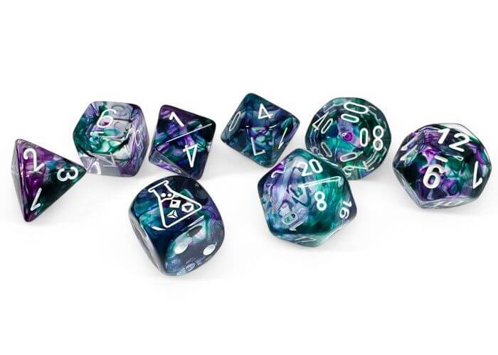 Chessex Nebula Flourite/White Polyhedral 7-Die Set + Bonus Die