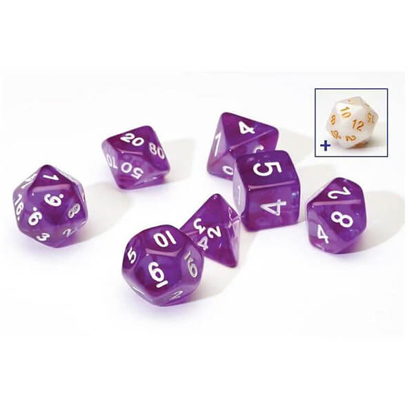 Sirius Dice Translucent - Purple - 7 pcs + 1 bonus
