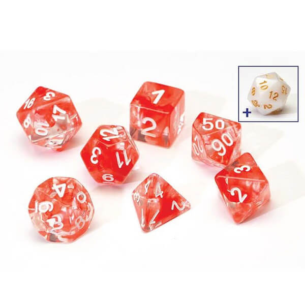Sirius Dice Polyhedral - Red Cloud - 7 pcs + 1 bonus