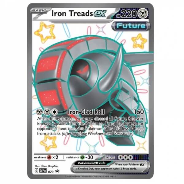 Pokémon card Iron Treads ex from Paldean Fates Tin