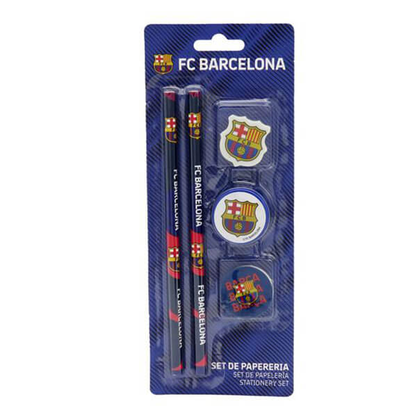 FC Barcelona - school set (pencils, erasers + pencil sharpener)