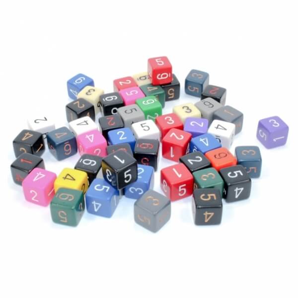 Opaque D6 Loose Polyhedral Dice CHX29406 - 1 pc