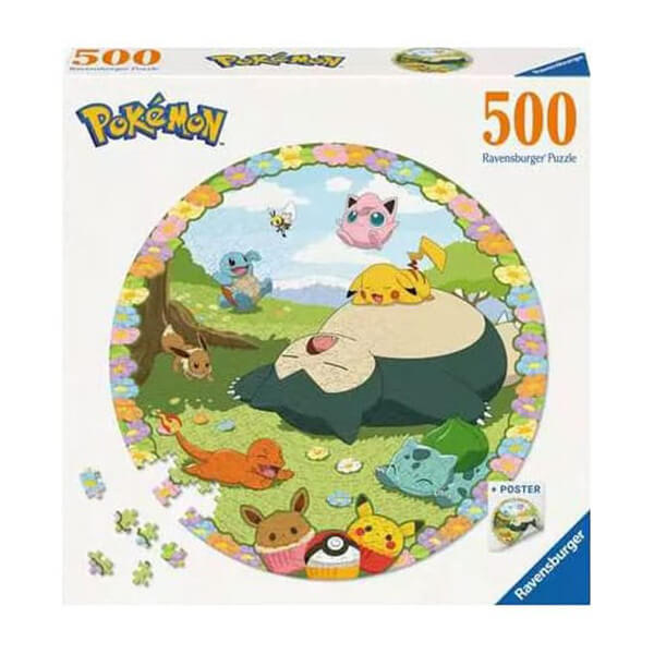 Round Jigsaw Puzzle Flowery Pokémon - 500 pieces