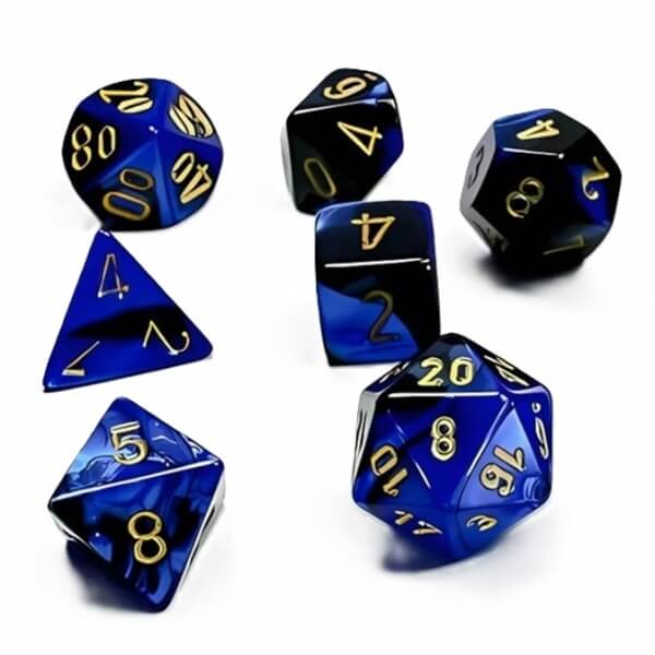 Dice set Dual Blue-Black/Gold Polyhedral - 7 pieces KAD15388