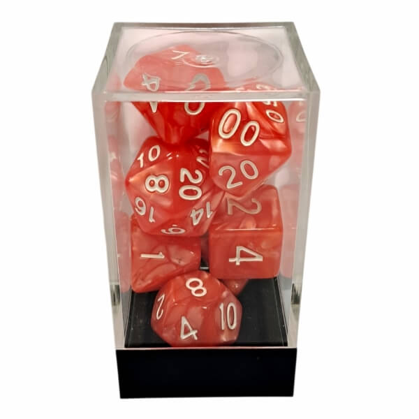 Set of Marble Orange/White Polyhedral Dice - 7 pieces KAD15296