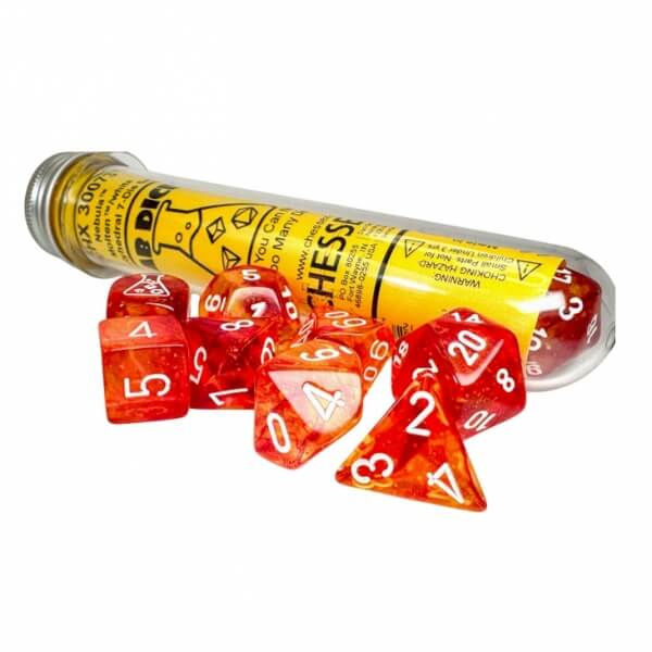 Set of Nebula Molten/White Polyhedral Dice - 7 pcs - CSX30073