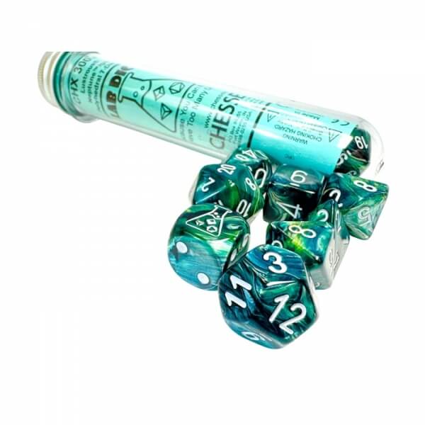 Set of Lustrous Nepture/Grey Polyhedral Dice - 7 pcs - CSX30072