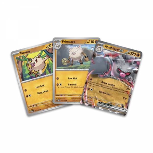 Pokémon cards Annihilape ex evolution 3 cards - Mankey, Primeape and Annihilape ex