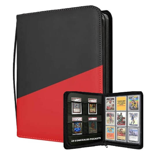Evoretro Top Loader Binder 3x3 216 Card holder - Black/Red