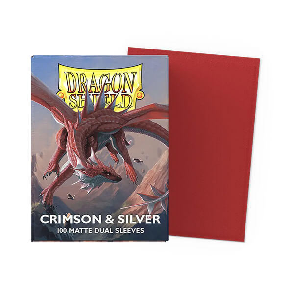 Dragon Shield Matte Dual Card Sleeves - Crimson and Silver - 100 pcs