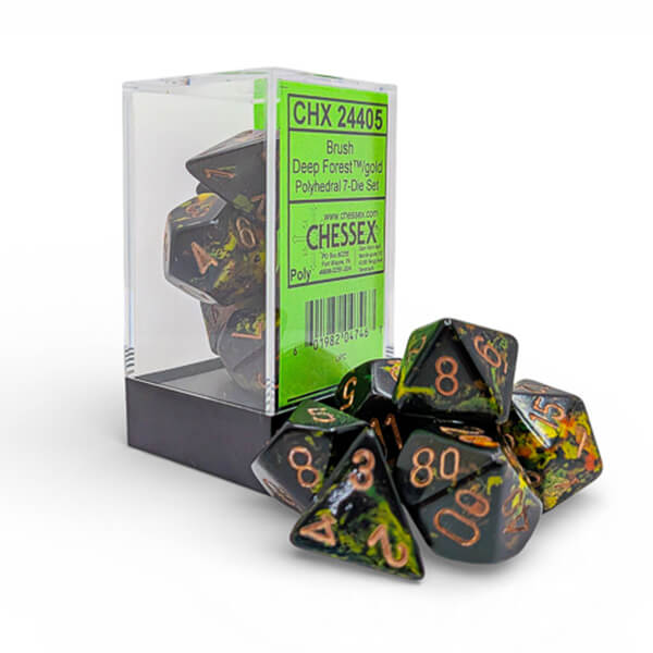 Chessex Brush Polyhedral - Deep Forest/gold 7-Die Set