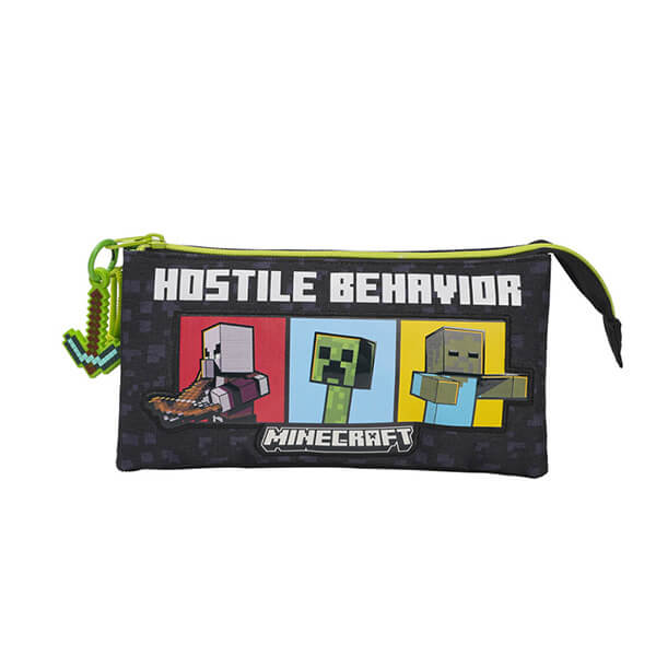 Minecraft pencil case with three pockets