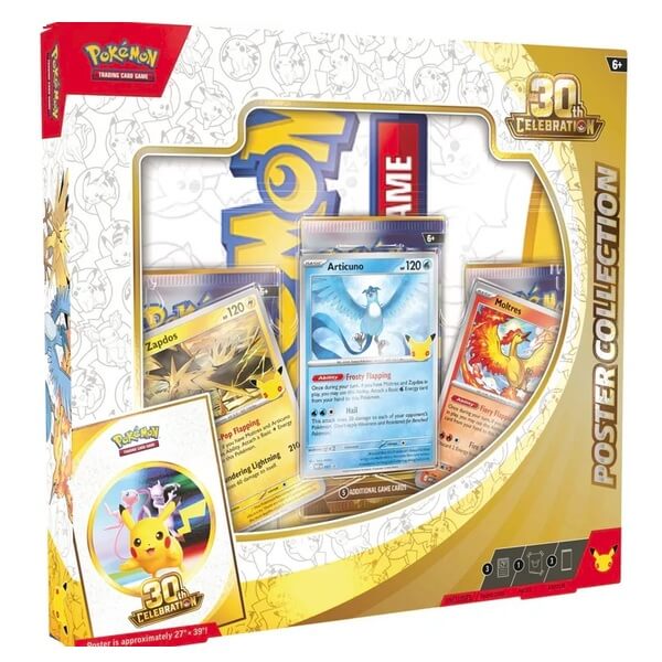 Pokémon 30th Celebration Poster Collection (1 poster, 3 booster packs, 3 promo cards)