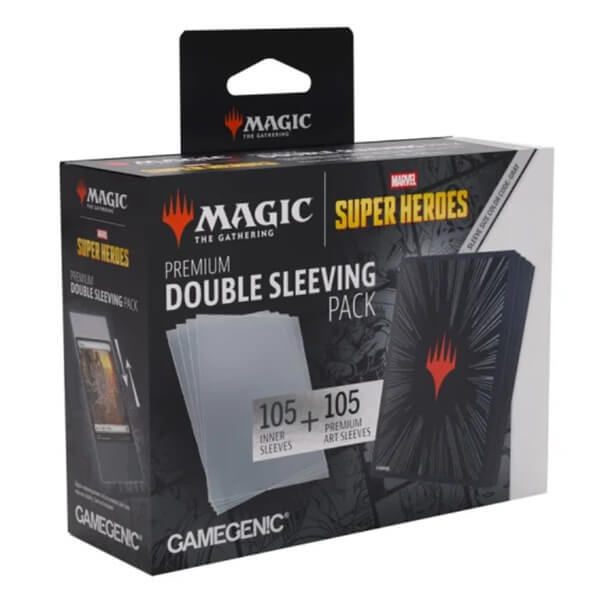 Set of Inner and Outer Card Sleeves MTG Premium Double Sleeving Pack - Marvel Comic Burst Black